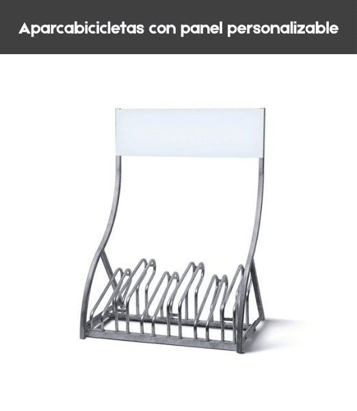 Aparcabicicletas con panel personalizable